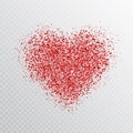 Glitter red heart isolated on transparent background. Glowing heart banner with star dust. Magic particles. Bright sparkles heart Royalty Free Stock Photo