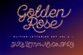Glitter rose Gold Handwritten alphabet
