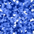 Glitter seamless texture. Actual blue particles. Endless pattern made of sparkling hearts. Great abs Royalty Free Stock Photo