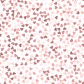 Glitter seamless texture. Actual pink particles. Endless pattern made of sparkling hearts. Pleasing Royalty Free Stock Photo