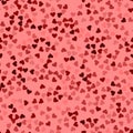 Glitter seamless texture. Actual red particles. Endless pattern made of sparkling hearts. Resplenden Royalty Free Stock Photo