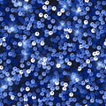 Glitter seamless texture. Admirable blue particles. Endless pattern made of sparkling spangles. Glam