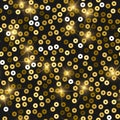 Glitter seamless texture. Admirable gold particles. Endless pattern made of sparkling sequins. Attra Royalty Free Stock Photo