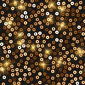 Glitter seamless texture. Admirable red gold particles. Endless pattern made of sparkling sequins. E Royalty Free Stock Photo