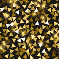 Glitter seamless texture. Adorable gold particles. Endless pattern made of sparkling triangles. Imma