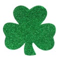 Glitter Shamrock Clover isolated on white. St. Patrick's Day.