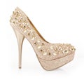 Glitter spiked gold shoe