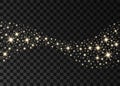 Glitter stream of sparkles. Stars dust wave abstract background. Realistic light effects on ransparent background