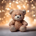 glitter teddy bear on golden bokeh background