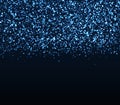 Glitter texture. Falling particles. Blue lights. Royalty Free Stock Photo