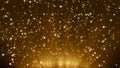 Glitter vintage bokeh lights rising particle rain dark and gold abstract background loop