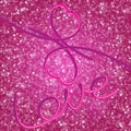 Glitter vintage lights background.Elegant 3d number 8, consisting of two hearts and the inscription Love, executed by