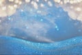 glitter vintage lights background. light blue and silver. de focused Royalty Free Stock Photo