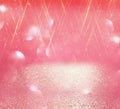 Glitter vintage lights background. light silver, and pink. defocused. Royalty Free Stock Photo