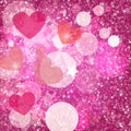 Glitter vintage lights background. light silver, and pink. Gefocused. Hearts and shine. Royalty Free Stock Photo