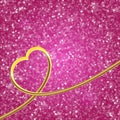 Glitter vintage lights background. light silver, and pink. Gefocused. Perfect 3d gold heart. Royalty Free Stock Photo