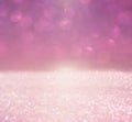 Glitter vintage lights background. pink and silver. defocused. Royalty Free Stock Photo