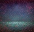 Glitter vintage lights background. purple, silver, blue and black. de-focused. Royalty Free Stock Photo