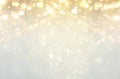 glitter vintage lights background. silver, gold and white. de-focused. Royalty Free Stock Photo