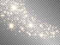 Glitter wave with light effect. Sparkling trail with shining stars and stardust. Glowing meteor with bright particles