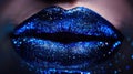 The Glittering Blue Lips. AI generated Royalty Free Stock Photo