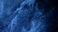 Glittering Blue Particle Background. Universe blue dust with stars on black background. Motion abstract of particles. Royalty Free Stock Photo