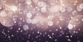 Glittering bokeh background, sparkling lights, blurry shiny stars, brown purple beige color gradient, wide banner size Royalty Free Stock Photo