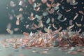 Glittering confetti rain in a pastel color palette, creating a dreamy and whimsical atmosphere