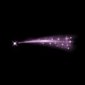 Glittering flying comet, purple color