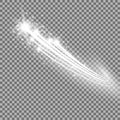 Glittering flying comet, white color