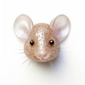 Glittering Gold Mouse Head With Vray Tracing On White Background