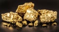 Glittering gold nuggets on black background. Imitation of gold nuggets Royalty Free Stock Photo