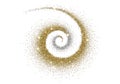 Glittering golden and silver spiral swirl of sparkles against a white background Royalty Free Stock Photo