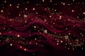 Glittering golden stars and swirls against a rich burgundy background Royalty Free Stock Photo