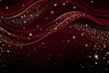 Glittering golden stars and swirls against a rich burgundy background Royalty Free Stock Photo