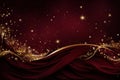 Glittering golden stars and swirls against a rich burgundy background Royalty Free Stock Photo