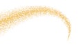 Glittering golden stream of sparkles. Abstract vector illustration of golden glitter stream isolated on white background.
