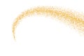 Glittering golden stream of sparkles. Abstract vector illustration of golden glitter stream isolated on white background. Royalty Free Stock Photo