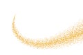 Glittering golden stream of sparkles. Abstract vector illustration of golden glitter stream isolated on white background.