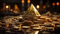 A Glittering Heap of Gold Coins Supporting a Majestic Pyramid