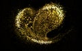 Glittering heart gold cosmic dust tail