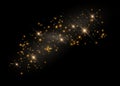 Glittering particles of fairy dust. Sparks glitter special light effect. Vector glitters on a black background.