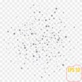 Glittering Silver Stars Confetti. Glamour, Luxury Design Pattern