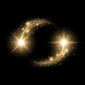 Glittering star dust, circle of lights, golden color Royalty Free Stock Photo