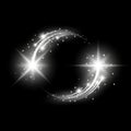 Glittering star dust, circle of lights, white color Royalty Free Stock Photo