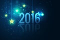 2016 on glittering stars background vector illustration