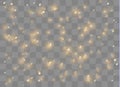 Glittering yellow particles of fairy dust. Sparks glitter special light effect. Vector sparkles on transparent background. Royalty Free Stock Photo