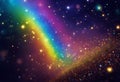 Glitters rainbow sky. Shiny rainbows pastel color magic fairy starry skies and glitter sparkles vector background illustration Royalty Free Stock Photo