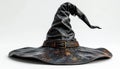 Glittery Black Witch Hat with Orange Highlights Isolated on White Background Royalty Free Stock Photo