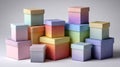 Glittery gradient colored gift boxes of various sizes arranged for celebration Royalty Free Stock Photo
